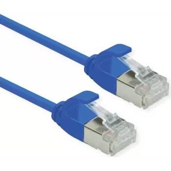 ROLINE Green - komutācijas kabelis - RJ-45 (V) uz RJ-45 (V) - 15 cm - 3.6 mm - U/FTP - CAT 6a - bezhalogēna, liešanas veidā veidots, bez aizķeršanās, vīts - zils, Pantone 647C (21.44.3340)