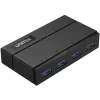 UNITEK Y-HB03001 saskarnes centrmezgls USB 3.2 Gen 1 (3.1 Gen 1) Type-B 5000 Mbit/s Melns