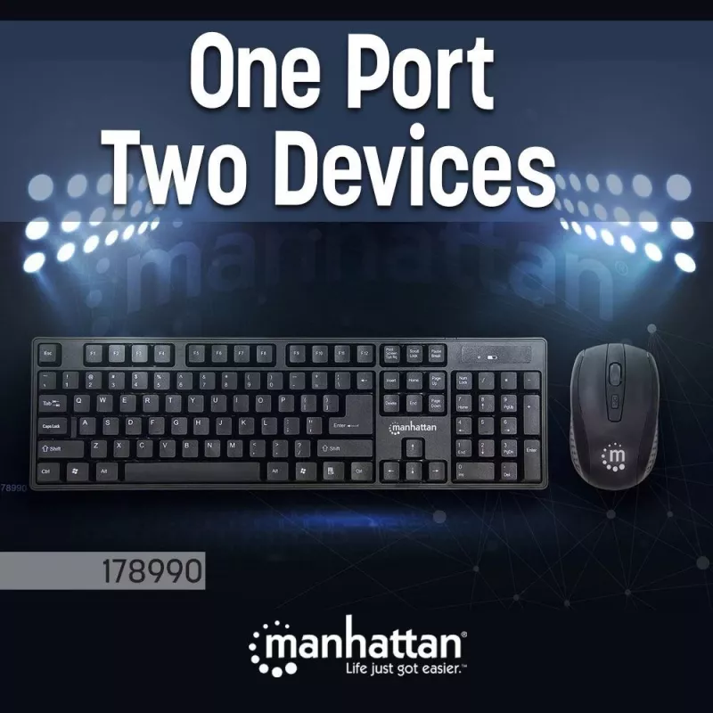 Manhattan 178990 bezvadu tastatūras un peles komplekts, melns