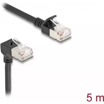 Delock RJ45 tīkla kabelis Cat.6A S/FTP plāns 90° uz augšu leņķveida / taisns 5 m melns (80290)