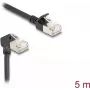 Delock RJ45 tīkla kabelis Cat.6A S/FTP plāns 90° uz augšu leņķveida / taisns 5 m melns (80290)