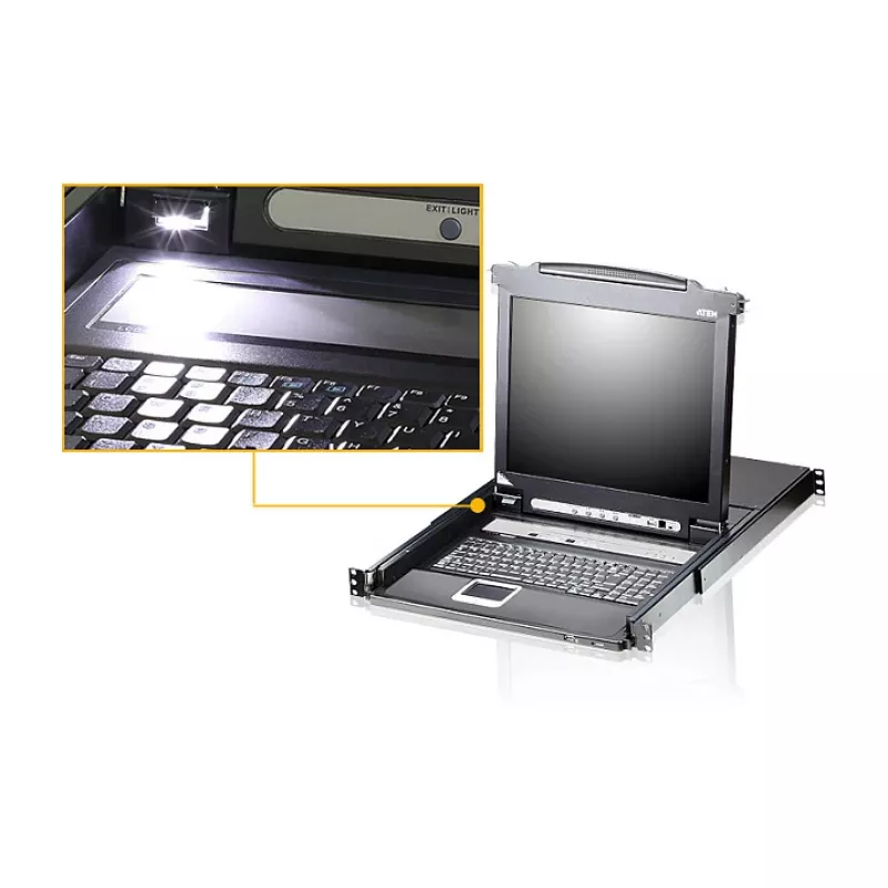 ATEN CL5708MW 43cm plats LCD KVM slēdzis, USB-PS/2, VGA, 8 porti, UK izkārtojums