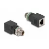 Delock M12 Adapteris X-kodēts 8 kontaktu spraudnis uz RJ45 ligzdu taisns