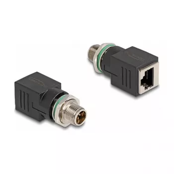 Delock M12 Adapteris X-kodēts 8 kontaktu spraudnis uz RJ45 ligzdu taisns