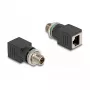 Delock M12 Adapteris X-kodēts 8 kontaktu spraudnis uz RJ45 ligzdu taisns
