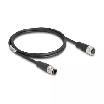 Delock M12 kabelis D-kodēts 4 kontaktu spraudnis uz ligzdu PVC 1 m