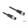 Delock M12 kabelis D-kodēts 4 kontaktu spraudnis uz ligzdu PVC 1 m