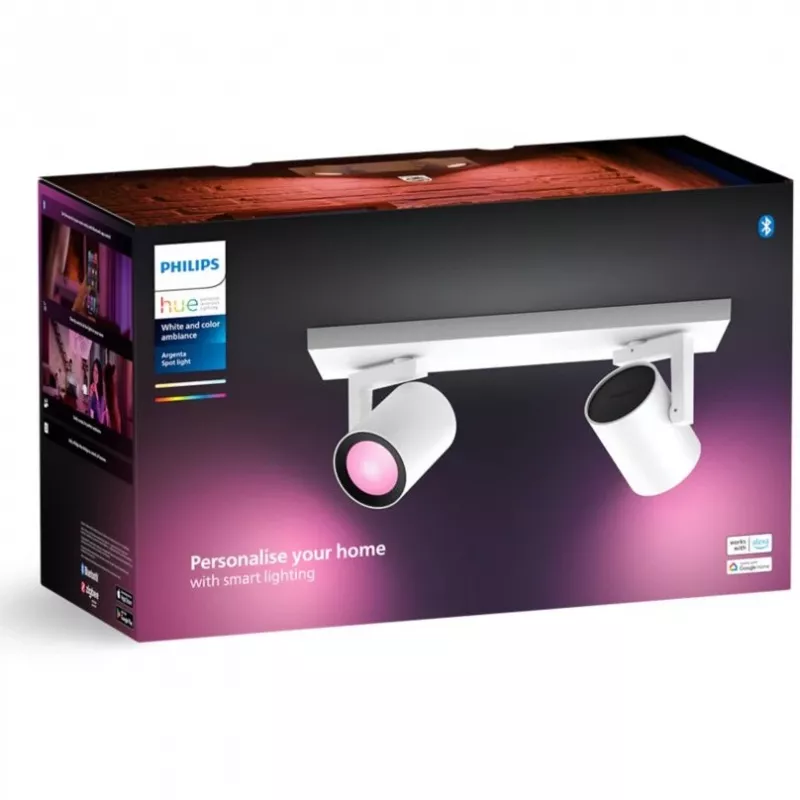 Philips Hue balta&Col. Amb. Argenta Spot 2 flg. balta 2x4.2W.