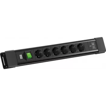 BACHMANN CONNECTUS 6xCEE7/3 1x slēdzis, 1xUSB C/C 65W L=2,0m CEE7/7 melns (BM0022777)