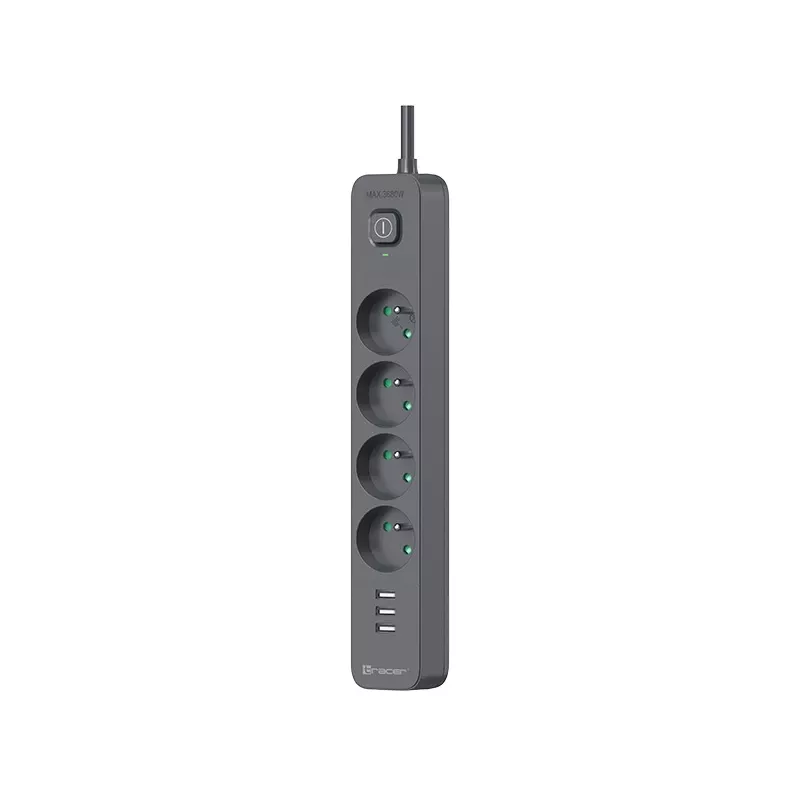 Tracer 47685 Power Line+ 5m (4 kontaktligzdas +3x USB A)