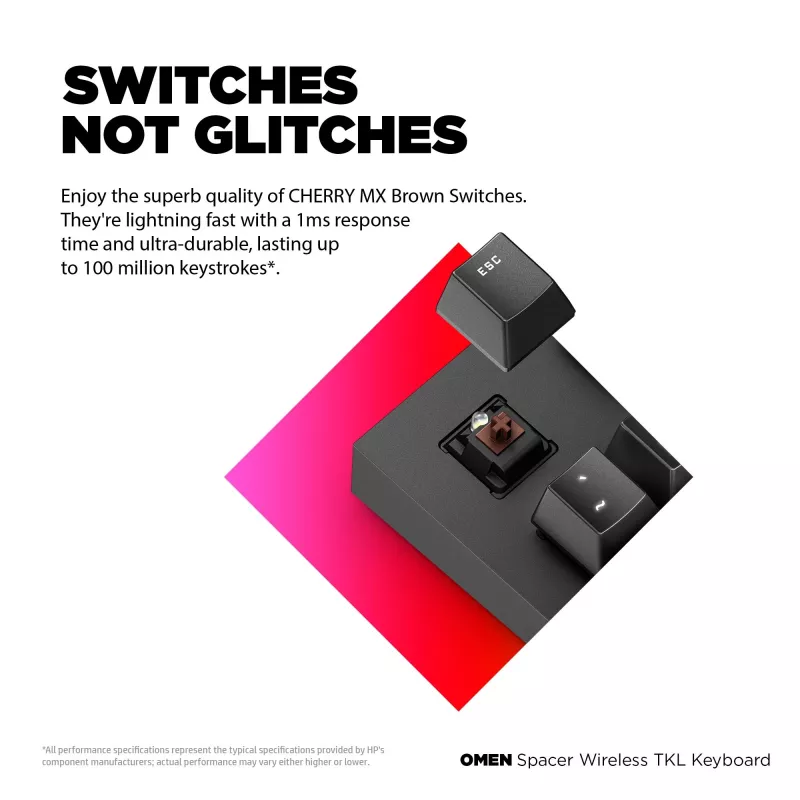 HP OMEN Spacer bezvadu TKL tastatūra, pilna izmēra (100%), bezvadu, RF bezvadu, mehāniska, melna