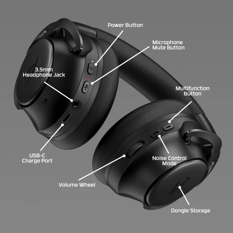 HyperX Cloud MIX 2 - Spēļu austiņas (melnas), vadu un bezvadu, spēlēm, 20–20000 Hz, 270 g, austiņas, melnas