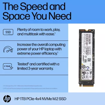 HP 1TB PCIe-4x4 NVMe cietvielu disks, 1 TB, M.2