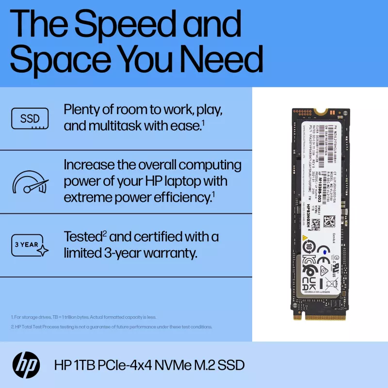 HP 1TB PCIe-4x4 NVMe cietvielu disks, 1 TB, M.2