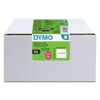 Autentiskas DYMO LabelWriter universālas etiķetes | 54 mm x 70 mm | Pašlīmējošas | 12 ruļļi ar 320 vienkārši nolobāmām etiķetēm (3840 gab.) | LabelWriter etiķešu printeriem | Ražots Eiropā
