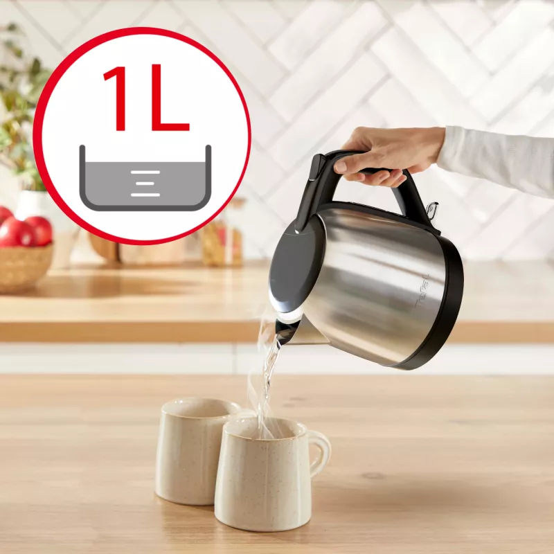 Tefal Subito Mini KO5S2DE0 elektriskā tējkanna 1 L 2400 W Melna, nerūsējošais tērauds