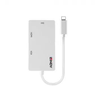 Lindy USB Type C uz trīskāršu displeju pārveidotājs, 3840 x 2160 pikseļi