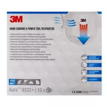 3M 9322PRO10 putekļu maska 10 gab. Kauss formas FFP2