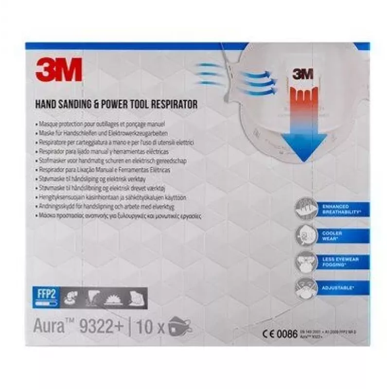 3M 9322PRO10 putekļu maska 10 gab. Kauss formas FFP2