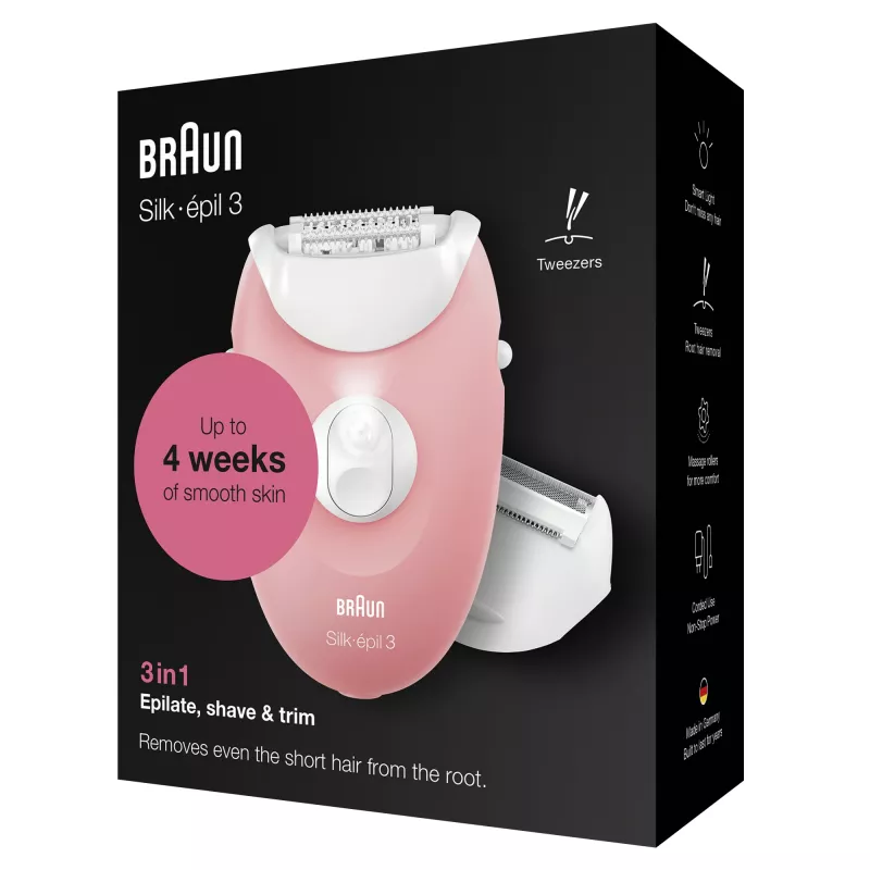 Braun Silk-epil 3-277 epilators, balts/rozā
