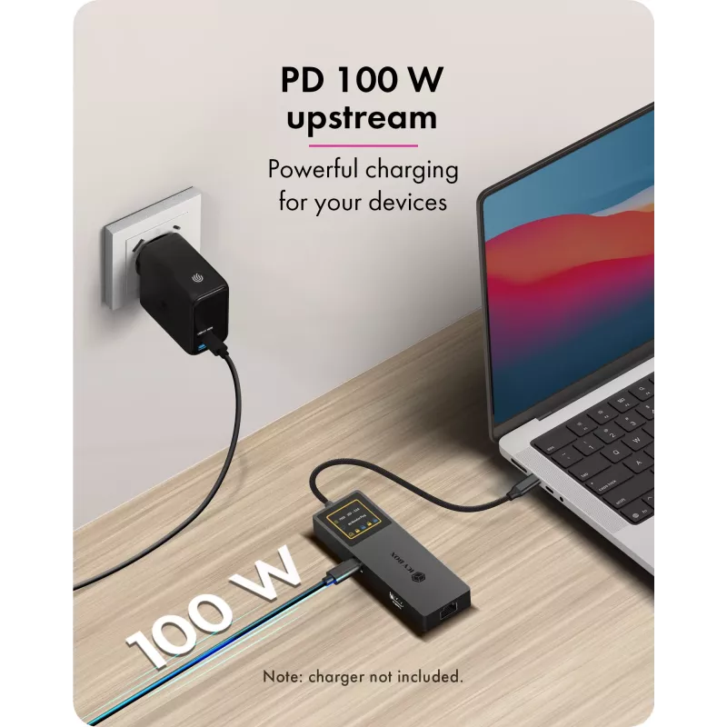 ICY BOX Spade Dock 4038, 7-in-1 dokstacija ar LCD displeju un PD 100 W