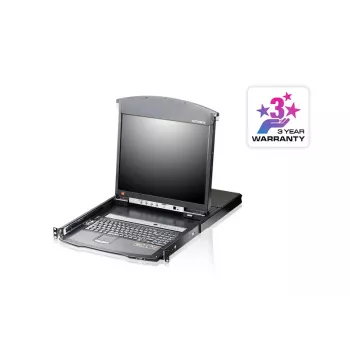 ATEN KL1508AiN 8 portu divu sliežu LCD KVM over IP plaukta konsole
