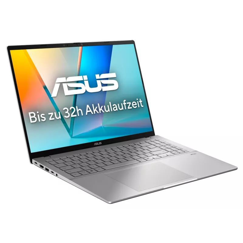 ASUS Vivobook S16 S3607QA-SH095W Copilot+ PC Snapdragon X1-26-100 Klēpjdators 40.6 cm (16 collas) WUXGA 16 GB LPDDR5x-SDRAM 1 TB SSD Wi-Fi 6E (802.11ax) Windows 11 Home Vācu sudraba