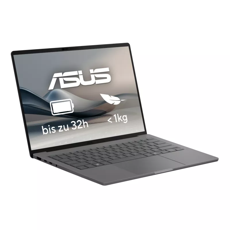 ASUS Zenbook A14 UX3407QA-QD496W Copilot+ PC Snapdragon X1-26-100 Klēpjdators 35.6 cm (14 collas) WUXGA 32 GB LPDDR5x-SDRAM 1 TB SSD Wi-Fi 6E (802.11ax) Windows 11 Home German pelēka