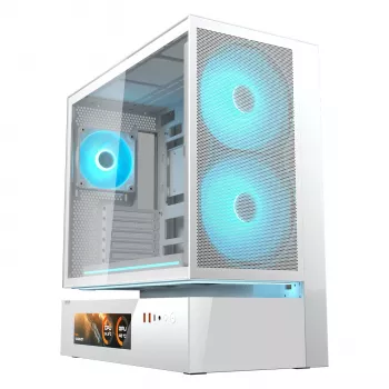COUGAR Midi Tower Case, CFV235 Vision, ARGB, LCD Displejs, Mesh, Balta