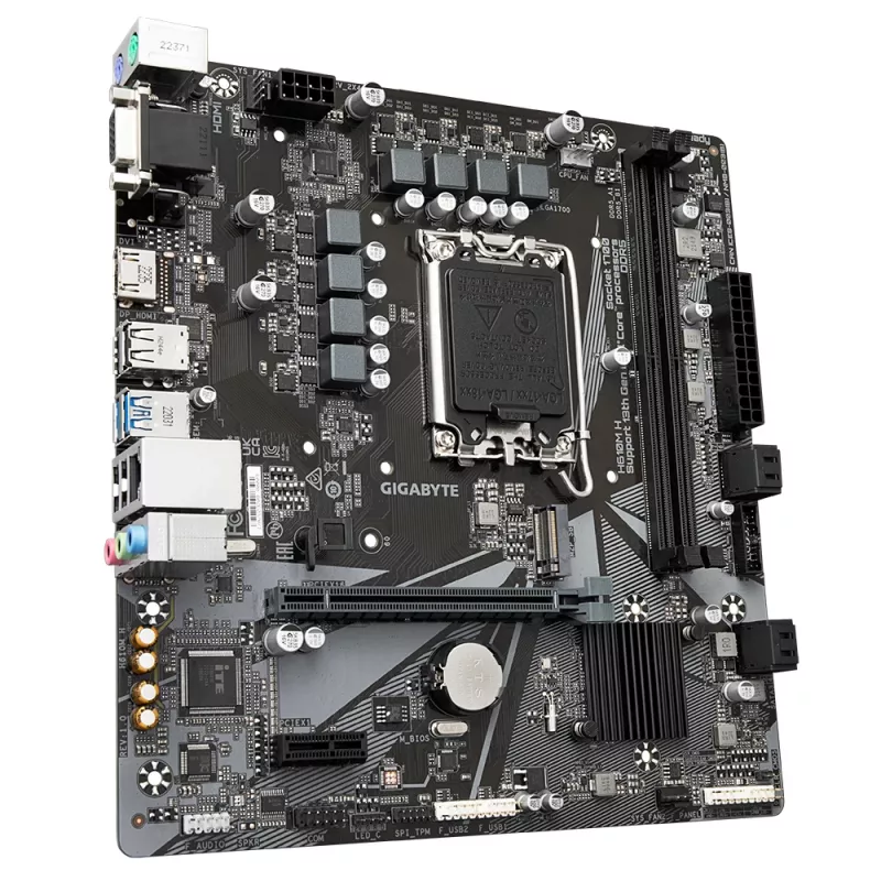 GIGABYTE H610M H mātesplate - atbalsta Intel Core 14. paaudzes CPU, 6+1+1 hibrīds digitālais VRM, līdz 5600 MHz DDR4 (OC), 1x PCIe 3.0 M.2, GbE LAN, USB 3.2 Gen 1
