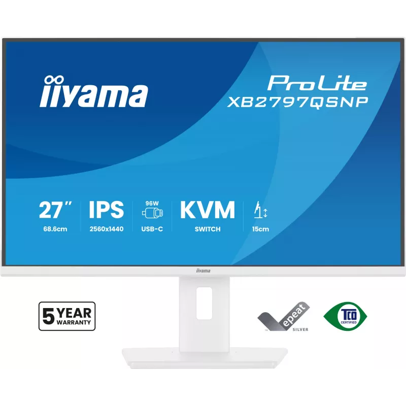 iiyama ProLite XB2797QSNP-W1 27 collu IPS LCD datora monitors 68,6 cm (27 collas) 2560 x 1440 pikseļi Quad HD Balts