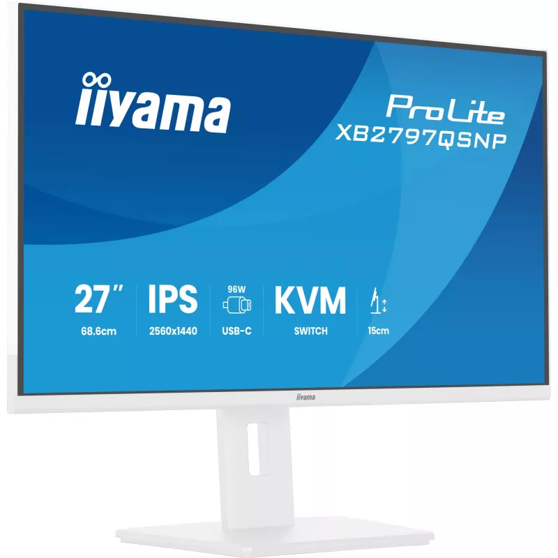iiyama ProLite XB2797QSNP-W1 27 collu IPS LCD datora monitors 68,6 cm (27 collas) 2560 x 1440 pikseļi Quad HD Balts