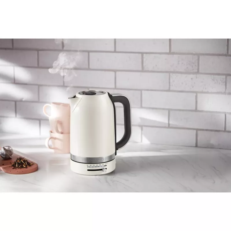 KitchenAid 5KEK1701EPL elektriskā tējkanna 1,7 L 2400 W melna, nerūsējošā tērauda, balta