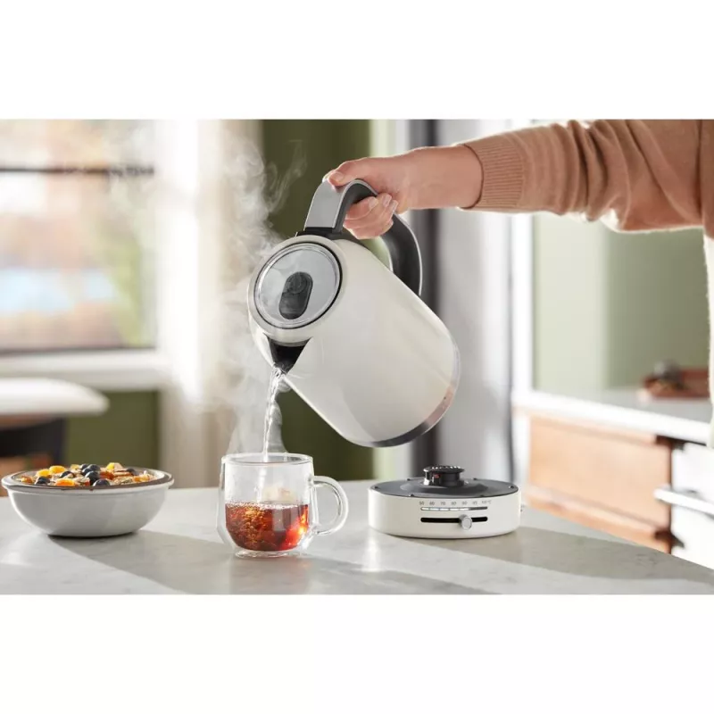 KitchenAid 5KEK1701EPL elektriskā tējkanna 1,7 L 2400 W melna, nerūsējošā tērauda, balta