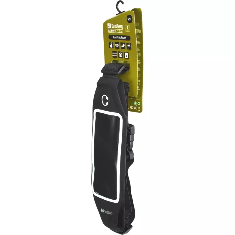 Sandberg Sport jostas soma 5,5'', Vidukļa maciņš, Jebkurš zīmols, 14 cm (5,5 collas), Melna