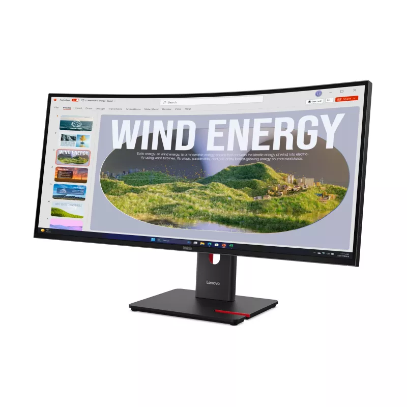 Lenovo ThinkVision T34WD-40 monitors, 86,4 cm (34 collas), 3440 x 1440 pikseļi, Wide Quad HD, LED, 6 ms, melns