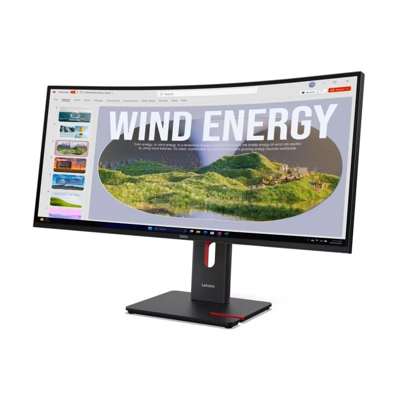 Lenovo ThinkVision T34WD-40 monitors, 86,4 cm (34 collas), 3440 x 1440 pikseļi, Wide Quad HD, LED, 6 ms, melns