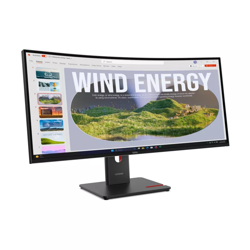 Lenovo ThinkVision T34WD-40 monitors, 86,4 cm (34 collas), 3440 x 1440 pikseļi, Wide Quad HD, LED, 6 ms, melns
