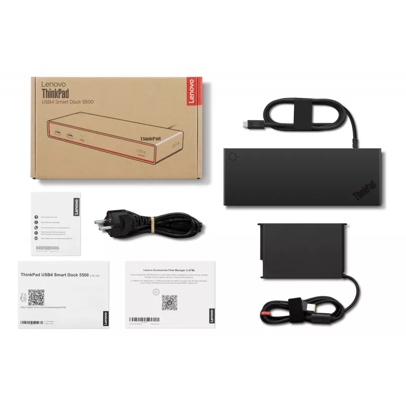 Lenovo ThinkPad USB4 Smart Dock 5500 ar 135 W adapteru, vadu, melns