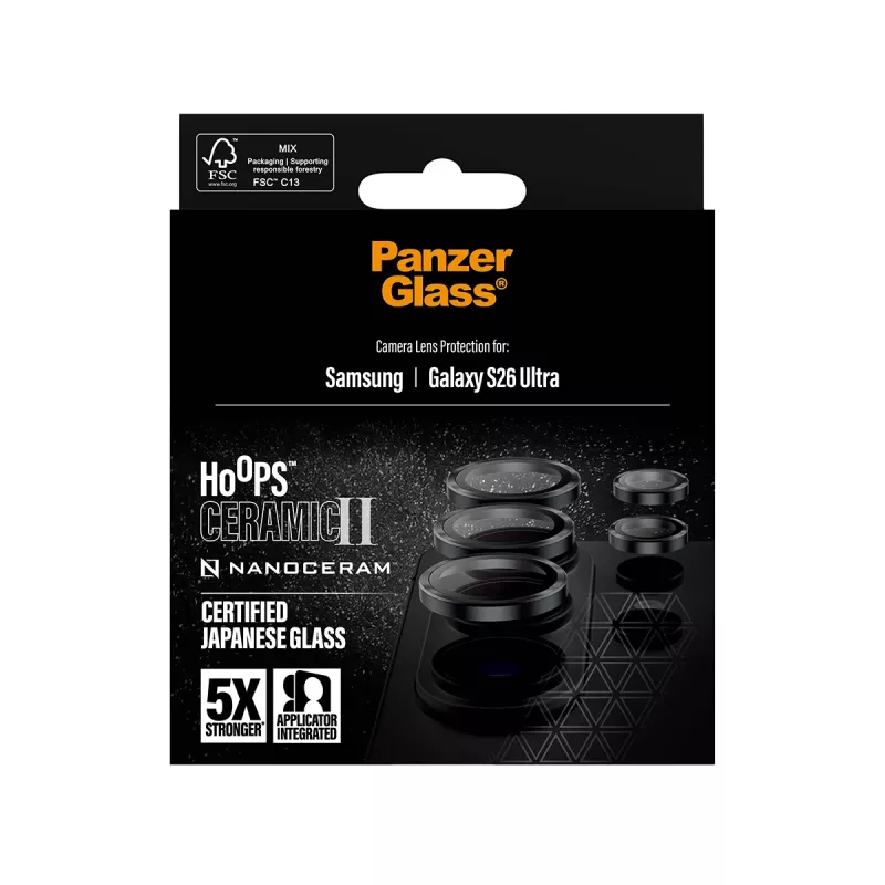 PanzerGlass® Hoops® Ceramic II Kameras Lēcas Aizsargs Samsung Galaxy S26 Ultra