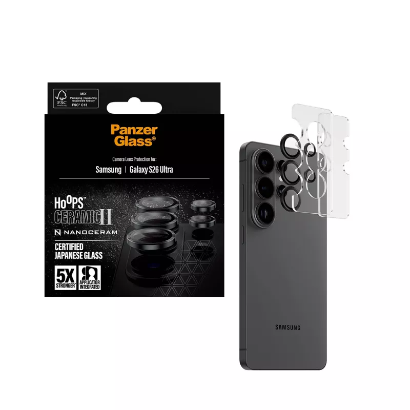 PanzerGlass® Hoops® Ceramic II Kameras Lēcas Aizsargs Samsung Galaxy S26 Ultra