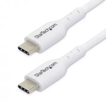 StarTech.com 1m (3,3 pēdas) balts USB-C uzlādes kabelis, 2 gab. iepakojumā, USB C kabelis, USB 2.0 Type-C klēpjdatora lādētāja vads, 60W 3A Power Delivery, TPE apvalks, USB-C datu pārraides kabelis, M/M