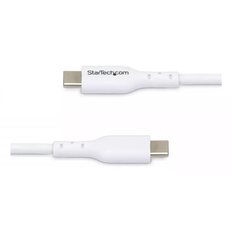 StarTech.com 1m (3,3 pēdas) balts USB-C uzlādes kabelis, 2 gab. iepakojumā, USB C kabelis, USB 2.0 Type-C klēpjdatora lādētāja vads, 60W 3A Power Delivery, TPE apvalks, USB-C datu pārraides kabelis, M/M