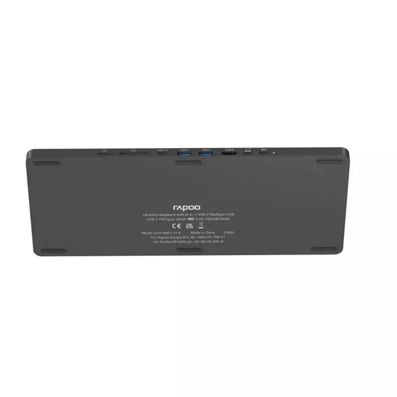Rapoo UCK-6001 īpaši plāna klaviatūra ar 8-in-1 USB-C daudzportu adapteri, QWERTZ