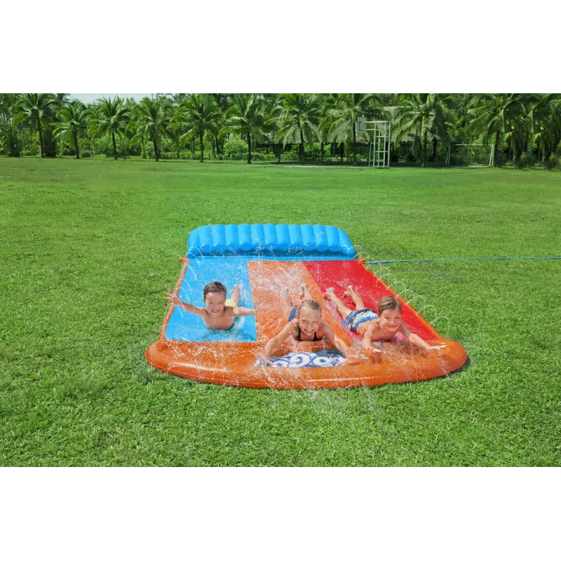 Bestway H2OGO! trīskāršs ūdens slidkalniņš ar Tsunami Splash rampu 4,88 m