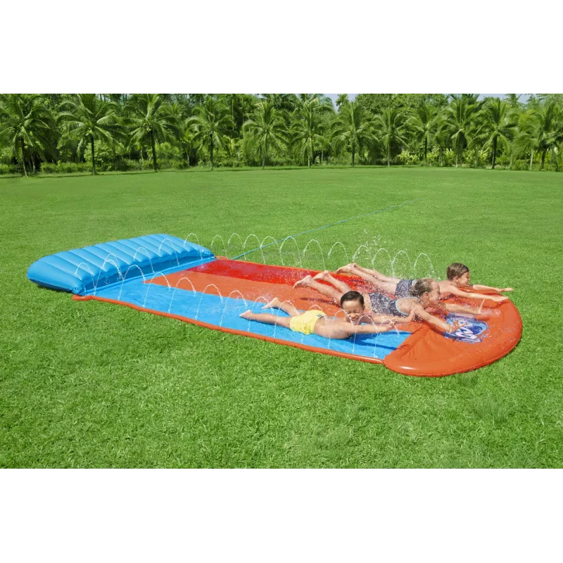 Bestway H2OGO! trīskāršs ūdens slidkalniņš ar Tsunami Splash rampu 4,88 m