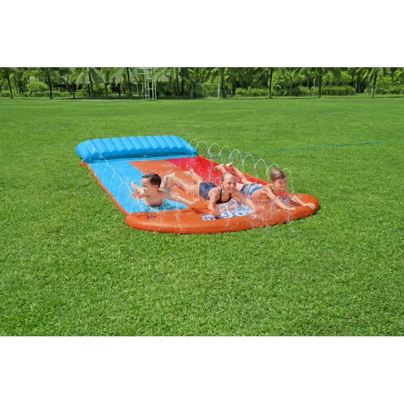 Bestway H2OGO! trīskāršs ūdens slidkalniņš ar Tsunami Splash rampu 4,88 m