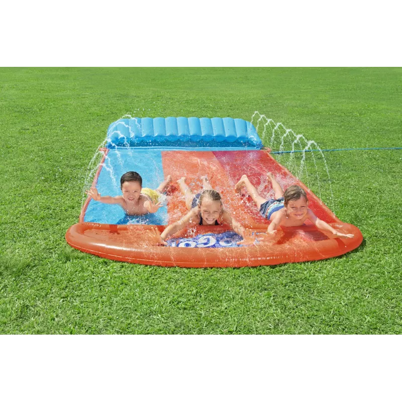 Bestway H2OGO! trīskāršs ūdens slidkalniņš ar Tsunami Splash rampu 4,88 m