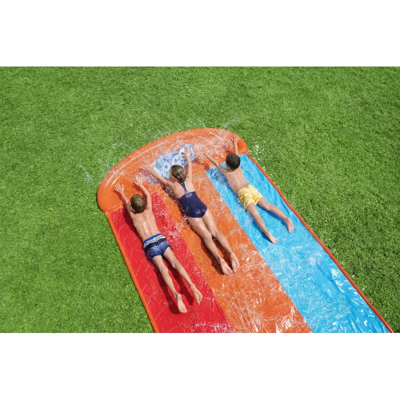 Bestway H2OGO! trīskāršs ūdens slidkalniņš ar Tsunami Splash rampu 4,88 m