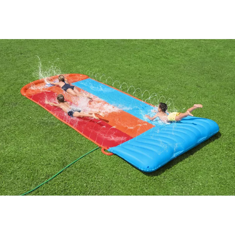 Bestway H2OGO! trīskāršs ūdens slidkalniņš ar Tsunami Splash rampu 4,88 m